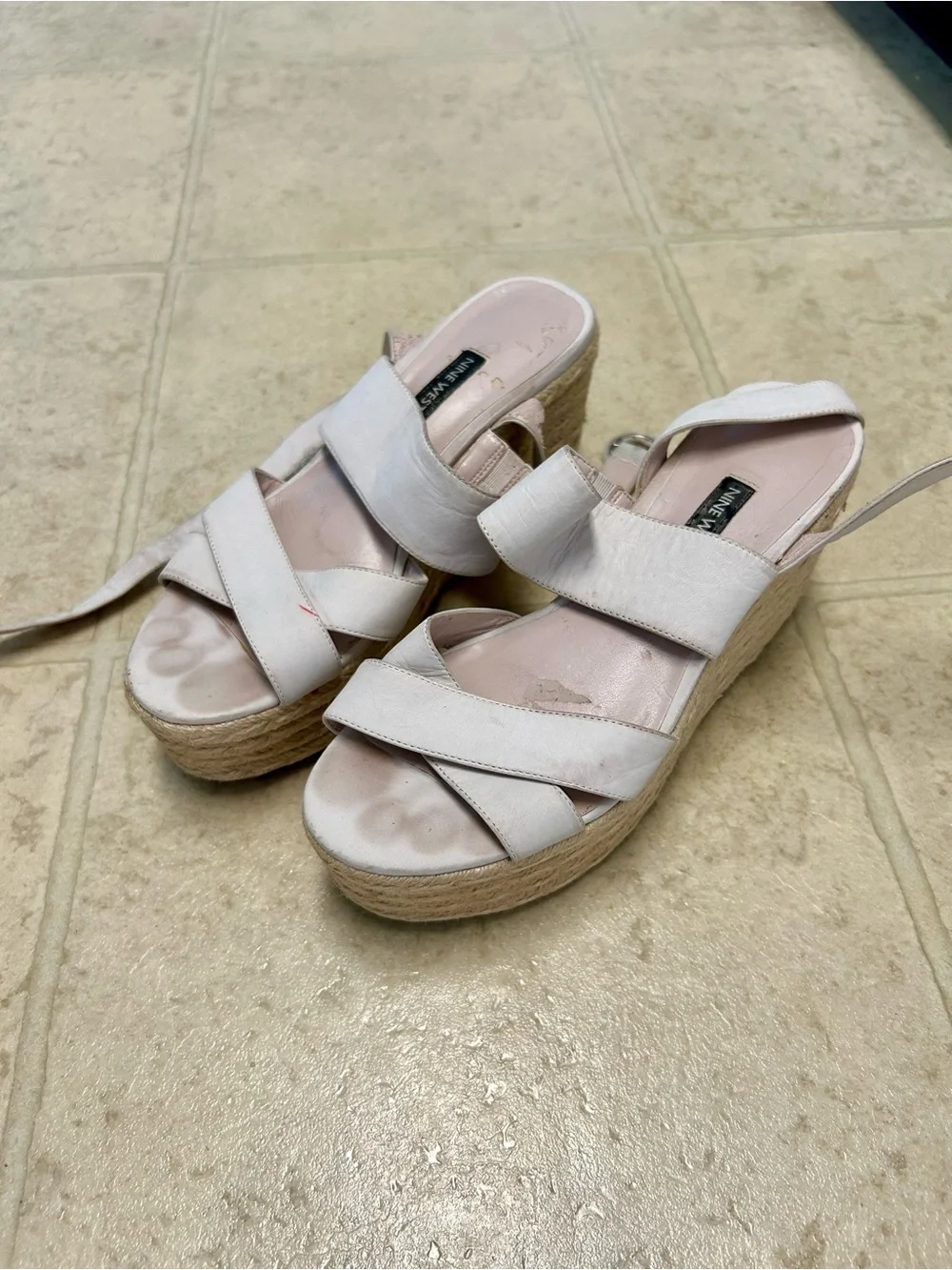 Nine West Ivory Espadrille Wedge Sandals Slingback Women’s Size 8